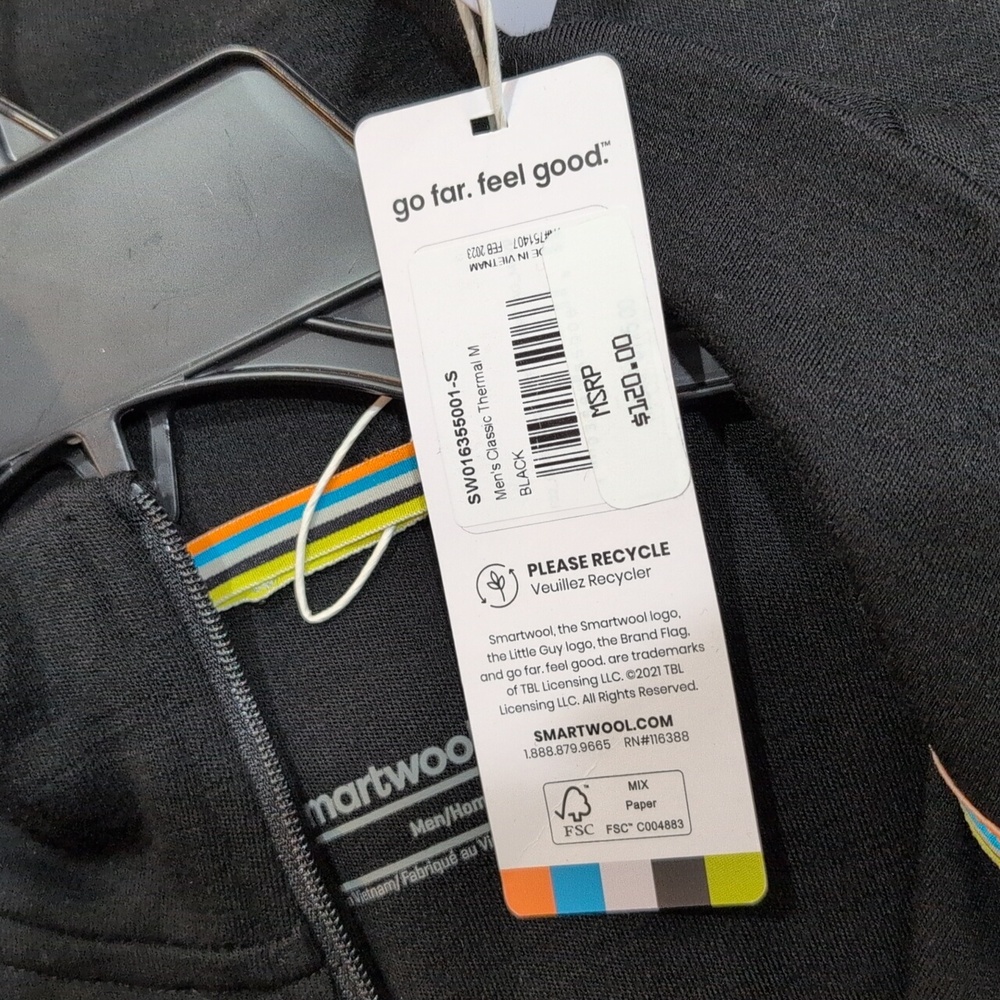 NWT Smartwool Men's Size Small Quarter Zip Sweater Black 100% Merino Wool - Picture 3 of 5